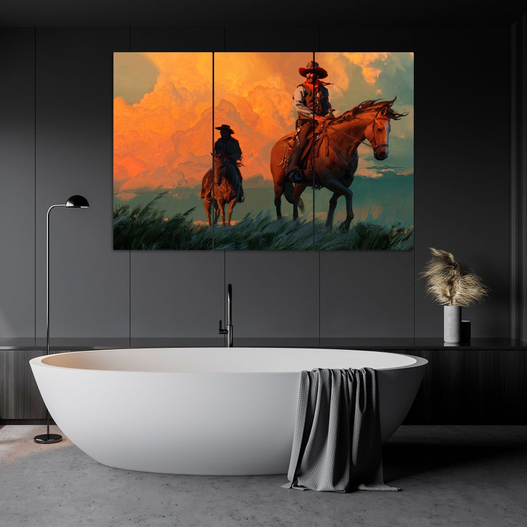 Vintage Western Canvas Prints for Living Room Decor Cowboy Etsy Australia