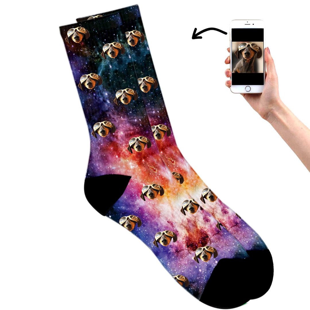 Galaxy Dog Socks we Print Your Dogs Face on Socks All Socks Etsy