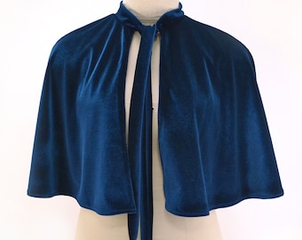 Navy Blue Velvet Capelet with Lining Cape