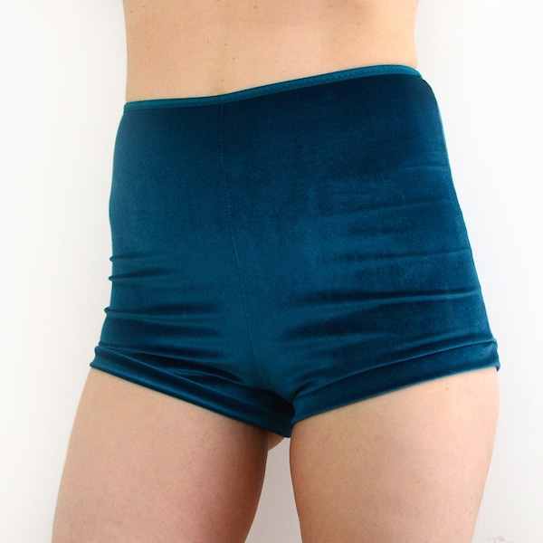 Teal Velvet Shorts Hot Pants