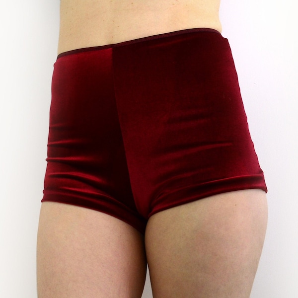 Dark Red Velvet Shorts Burgundy Hot Pants