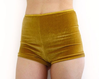 Gold Samt Shorts Hotpants