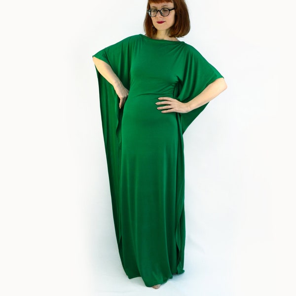 Green Maxi Dress Kaftan Style Long