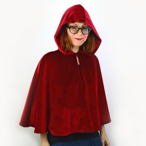 Red Velvet Cape with Hood and Lined