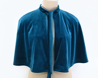 Teal Velvet Capelet | Lined Short Cape