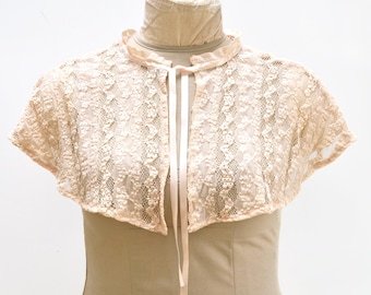 Ballet Pink Lace Cape | Handmade Peach Wedding Capelet
