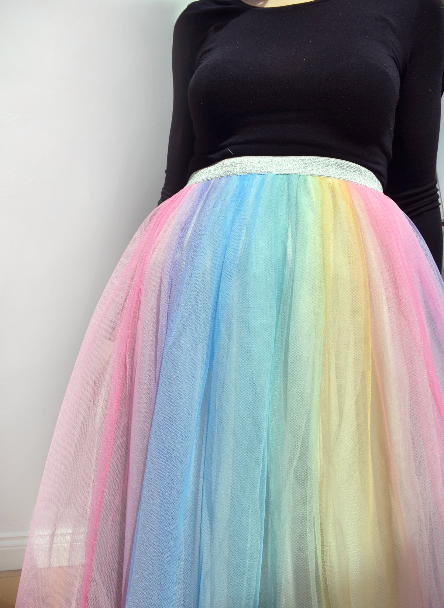 Rainbow Tulle Skirt Short or Maxi. Pastel Net Skirt