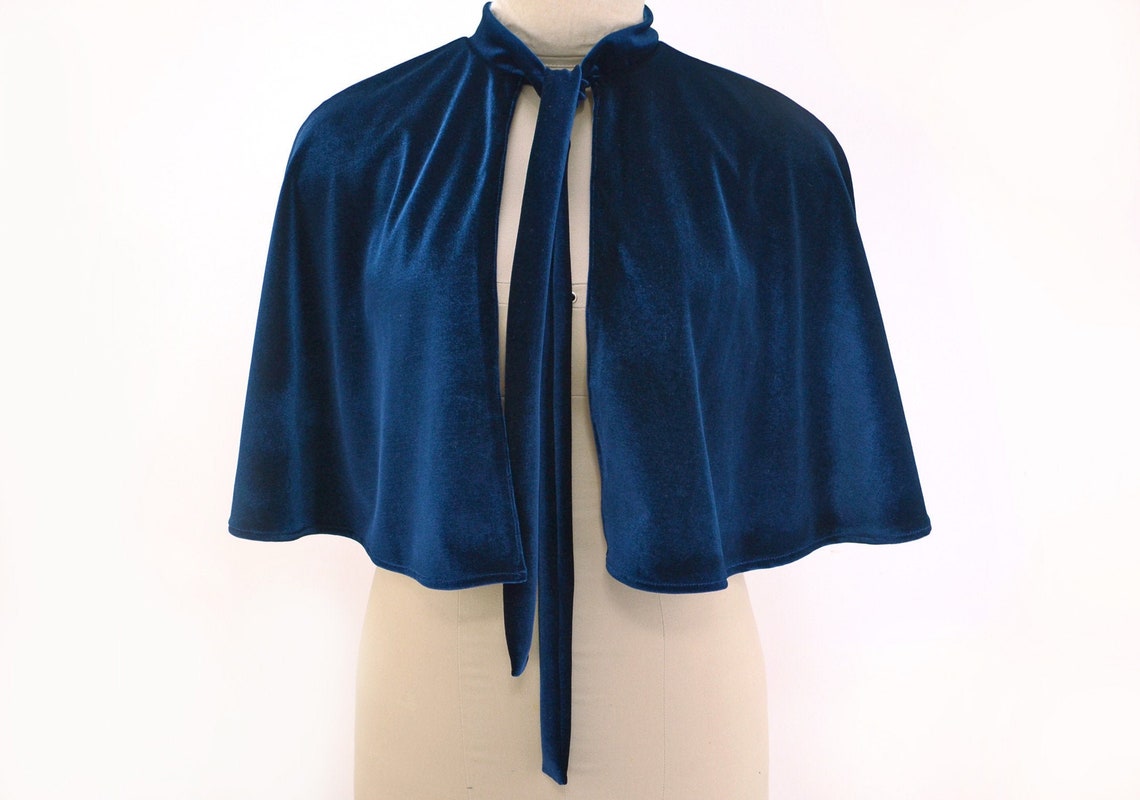 Navy Blue Velvet Capelet With Lining Cape - Etsy