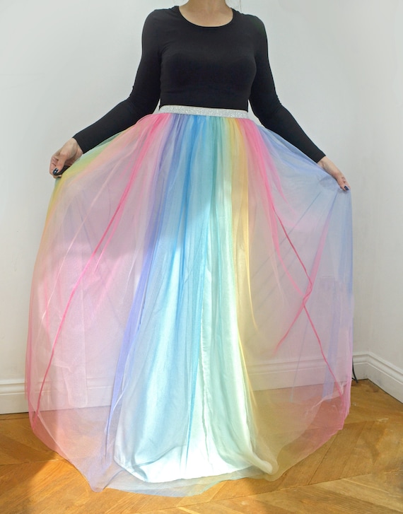 Pastel rainbow skirt womens cheap