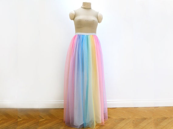 Rainbow Tulle Skirt Short or Maxi. Pastel Net Skirt Etsy UK
