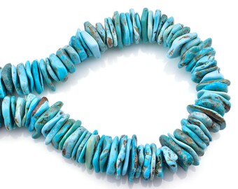 Filo di perle a disco libere XL in turchese naturale autentico Bluejoy da 23 mm, lunghezza 40 cm.