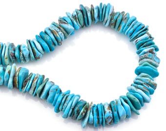 Filo di perle a disco libere XL in turchese naturale autentico Bluejoy da 19 mm, lunghezza 40 cm.