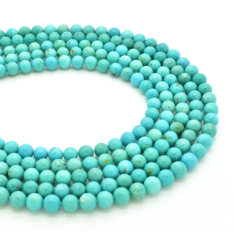 Bluejoy Genuine Natural American Turquoise Round Bead 16 inch Strand for Jewelry Making 5.5mm