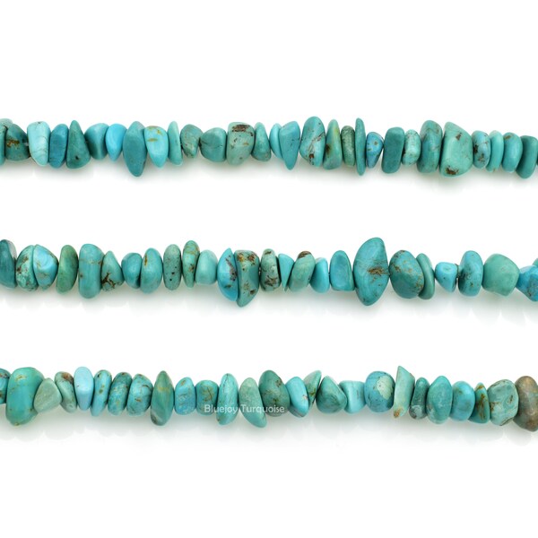 Bluejoy 4x8mm Genuine Natural American Turquoise Chip Bead 16 inch Strand