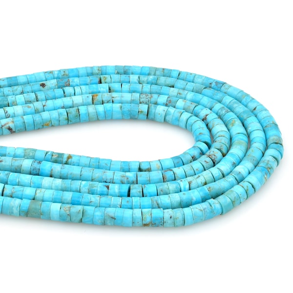 Bluejoy 5mm Genuine Indian-Style Natural Turquoise Heishi Bead 16-inch Strand