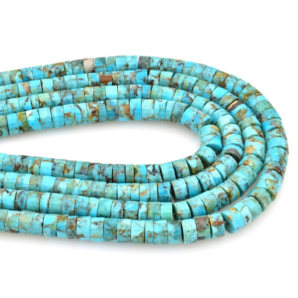 Bluejoy 6mm Genuine Indian-Style Natural Turquoise Heishi Bead 16-inch Strand