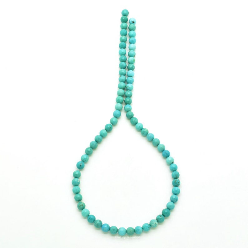 Bluejoy Genuine Natural American Turquoise Round Bead 16 inch Strand for Jewelry Making 5.5mm