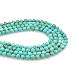 Bluejoy 5mm echte natürliche türkisfarbene runde Perle (16-Zoll-Strang)