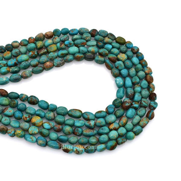 Bluejoy 7mm Genuine Natural Turquoise Nugget Bead (16-inch Strand)