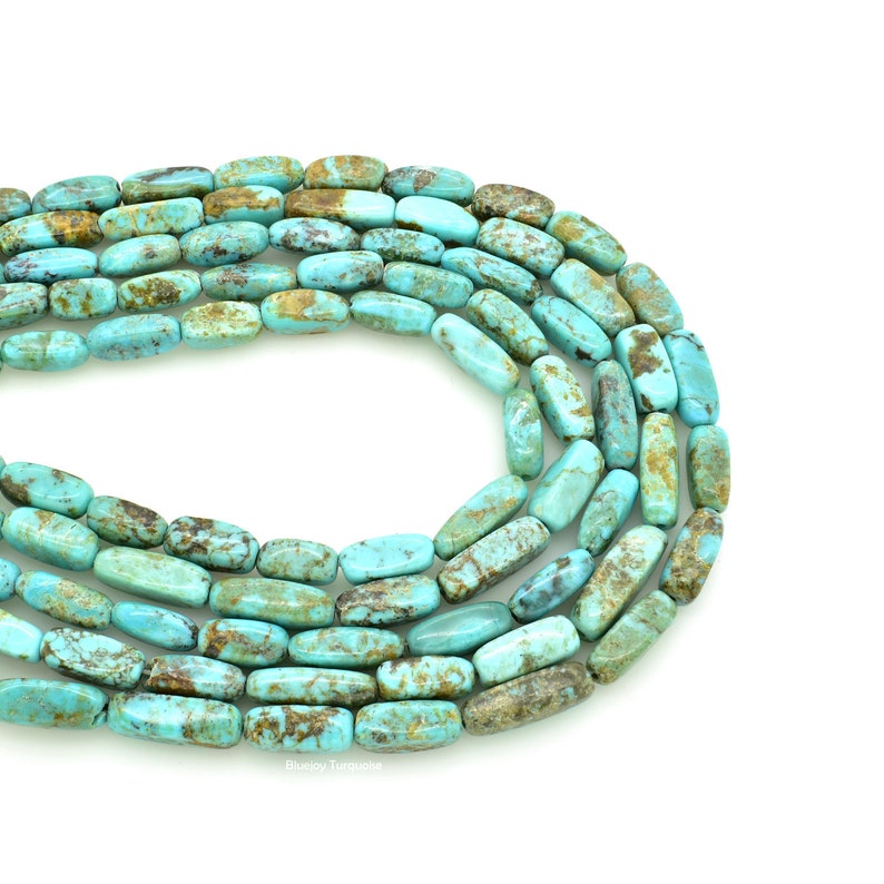Bluejoy Genuine Natural Turquoise Graduating Heishi Necklace with Elegant Seed Spacer and Lobster Clasp