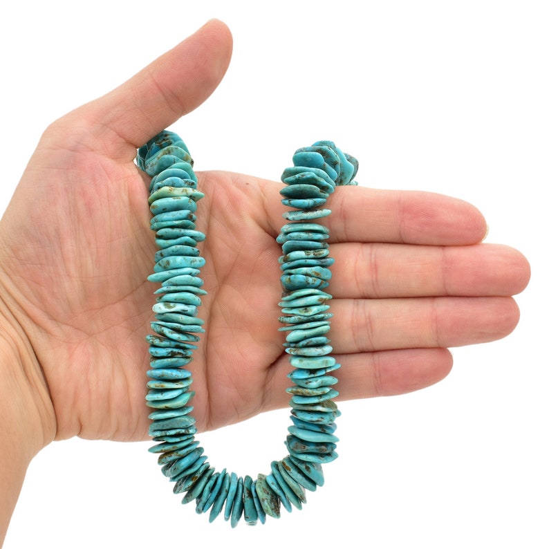 16mm Bluejoy Genuine Indian-Style Natural Turquoise XL Free-Form Flat Disc Bead 16-inch Strand