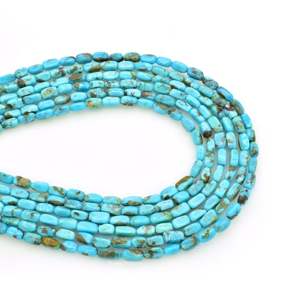 Bluejoy 3x6mm Genuine Natural American Turquoise Bar Shape Bead 16 inch Strand for Jewelry Making