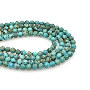 Bluejoy 5mm Echte Natürliche Türkis Runde Perle (16-Zoll-Strang)