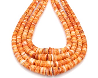 Perline Heishi graduate in conchiglia di ostrica spinosa naturale in stile nativo Bluejoy da 4 mm a 10 mm, filo da 16 pollici