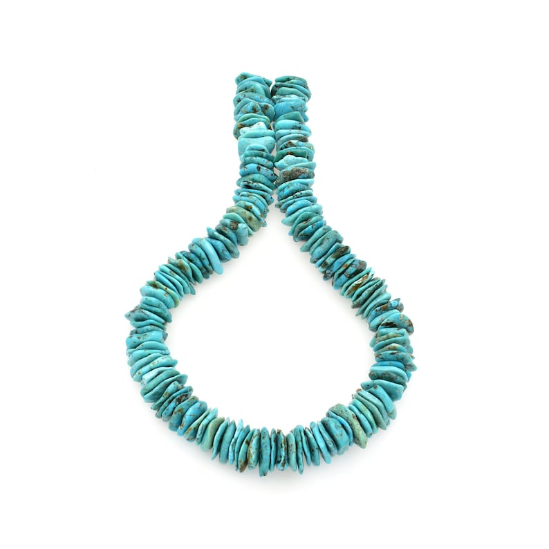 16mm Bluejoy Genuine Indian-Style Natural Turquoise XL Free-Form Flat Disc Bead 16-inch Strand