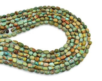 Bluejoy 7mm Genuine Natural Turquoise Nugget Bead (16-inch Strand)
