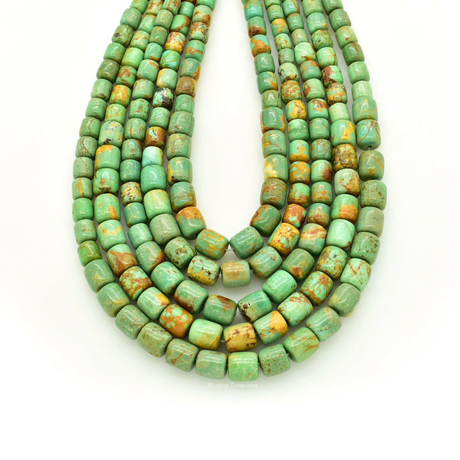 Bluejoy Genuine Natural Turquoise Graduating Heishi Necklace with Elegant Seed Spacer and Lobster Clasp