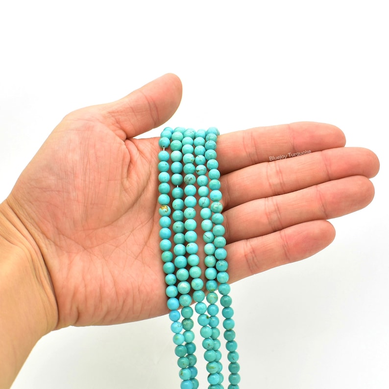 Bluejoy Genuine Natural American Turquoise Round Bead 16 inch Strand for Jewelry Making 5.5mm