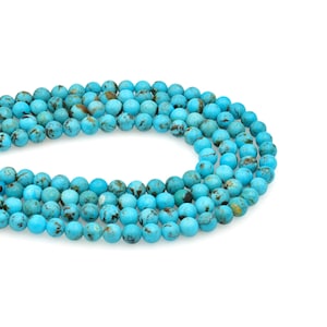 Bluejoy 5mm Genuine Natural Turquoise Round Bead (16-inch Strand)