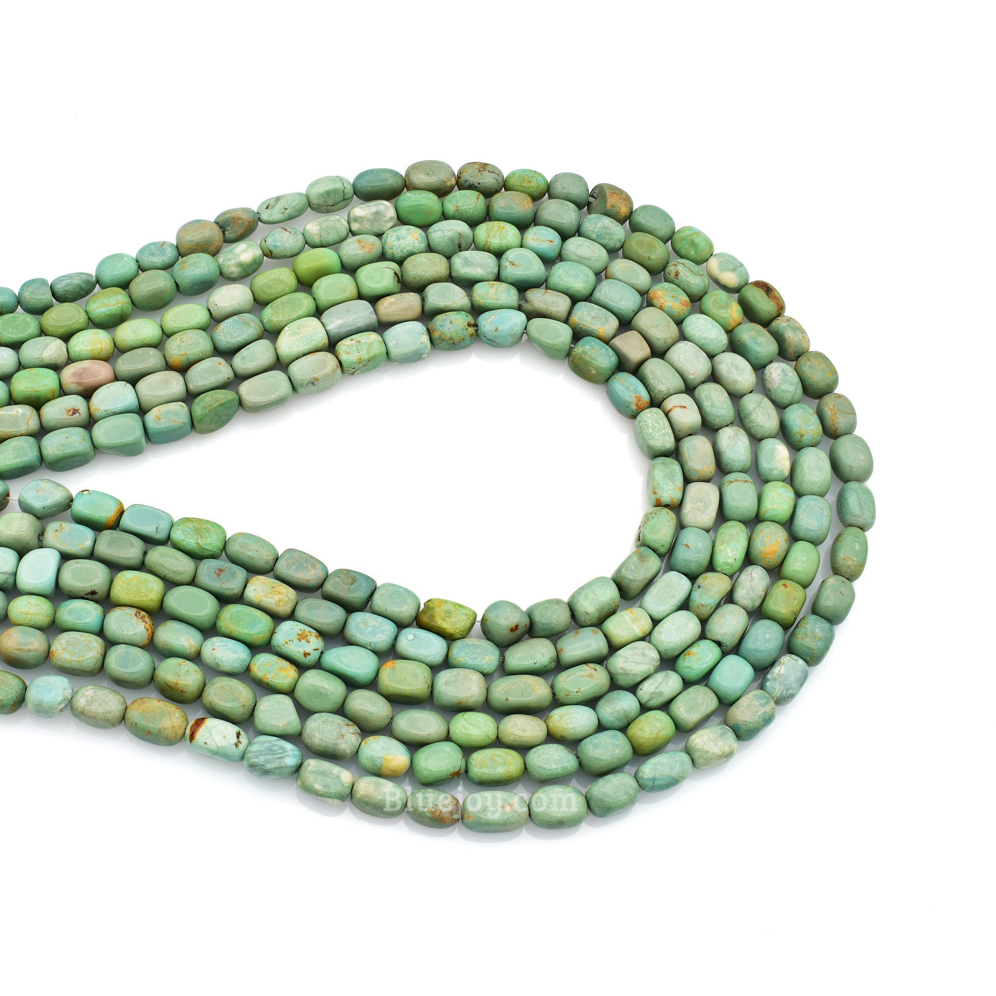 Bluejoy 7mm Genuine Natural Turquoise Nugget Bead (16-inch Strand)