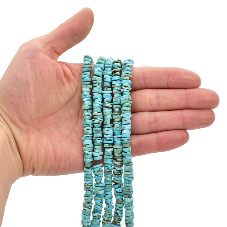 Bluejoy Genuine Natural American Turquoise 6.5mm Free-Form Disc Bead 16 inch Strand