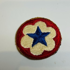 Vintage WWII World War II Era Army Service Forces Shoulder Patch blue star, white and red edge worn but good condition