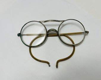 Vintage Eyeglasses Willson Type C Round Safety Goggles with original clear lens marked with W Driving goggles, motorcycle glasses, steampunk