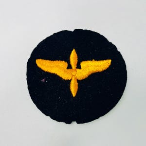 Vintage WWII World War II patch US Army Air Force Aviation Cadet black felt with gold wings and propeller