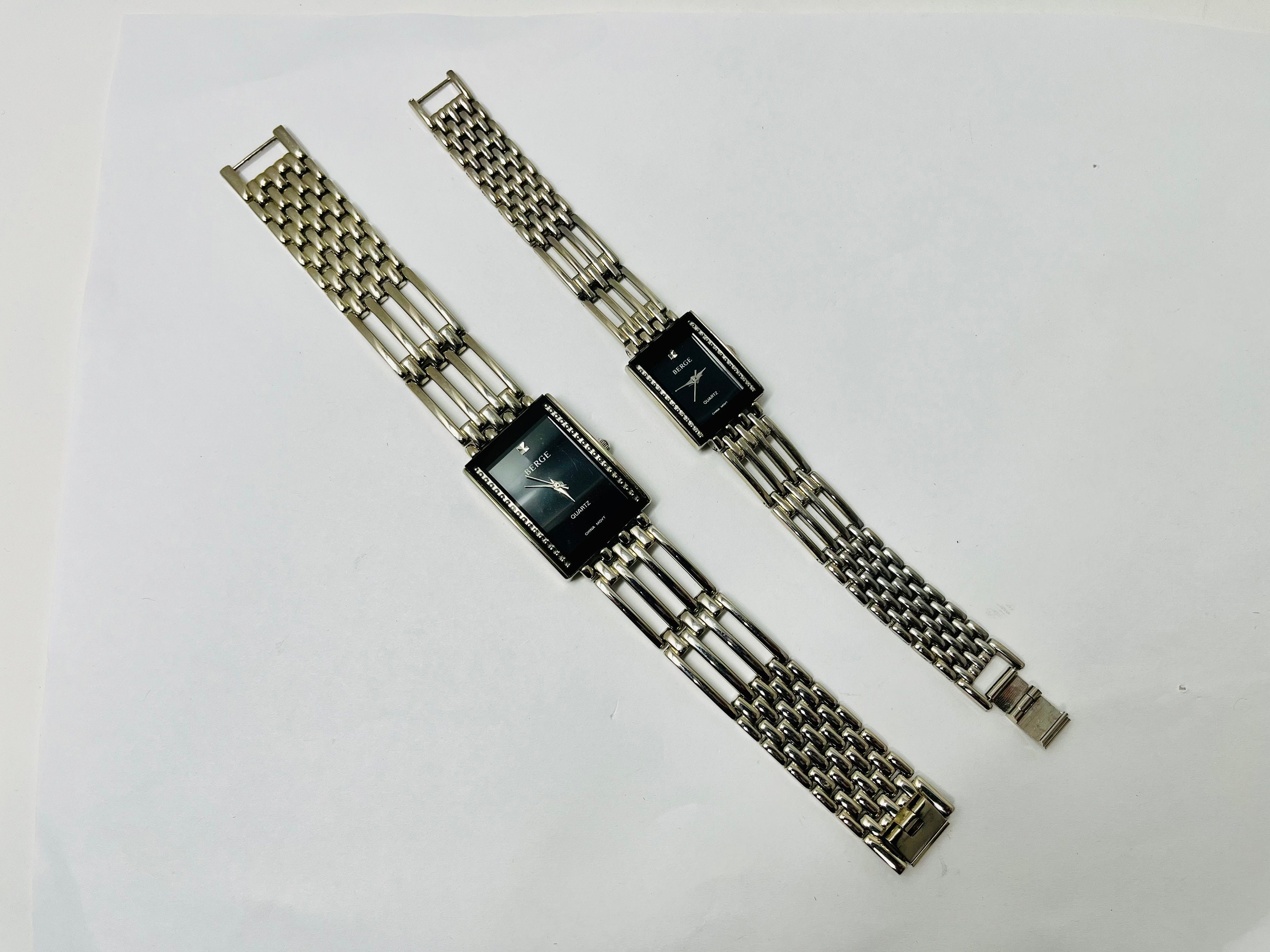 Vintage Wristwatches Set of Two Berge ETC Co Ltd Chromed Silver