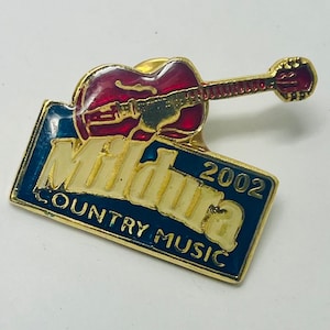Vintage Mildura Australia pinback pin, lapel pin, hat pin, tie tack, brooch, Country and Western Music, guitar, Country music,