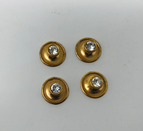Vintage French cuff button studs gold colored met… - image 3
