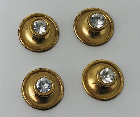 Vintage French cuff button studs gold colored met… - image 1