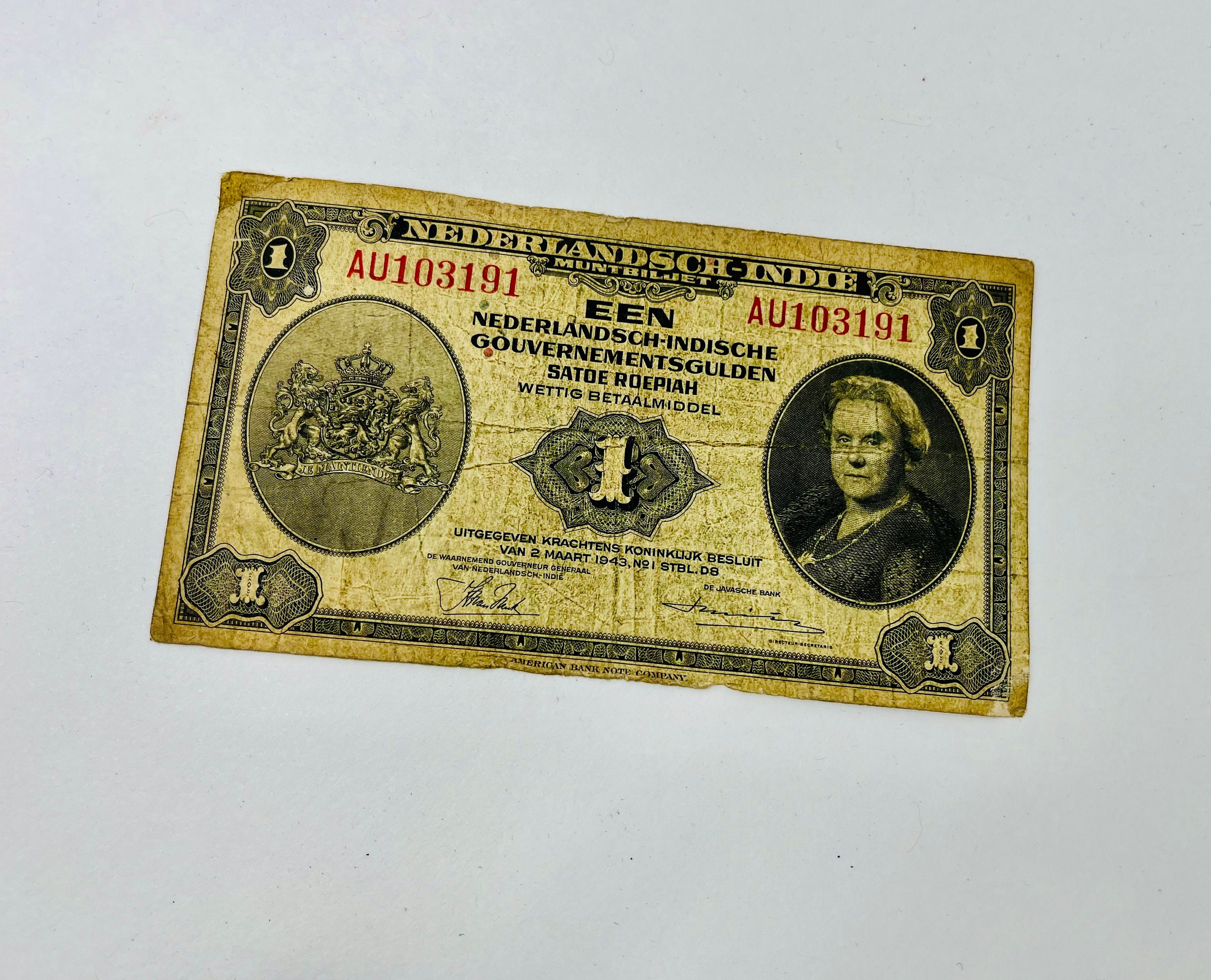 オランダ領東 旧紙幣 25グルデン 1935年 インドネシア レア品 希少