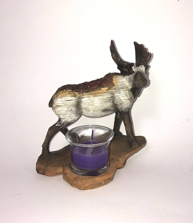 Deer with candle holder / Deer / Candle / Rustic / Decor Etsy