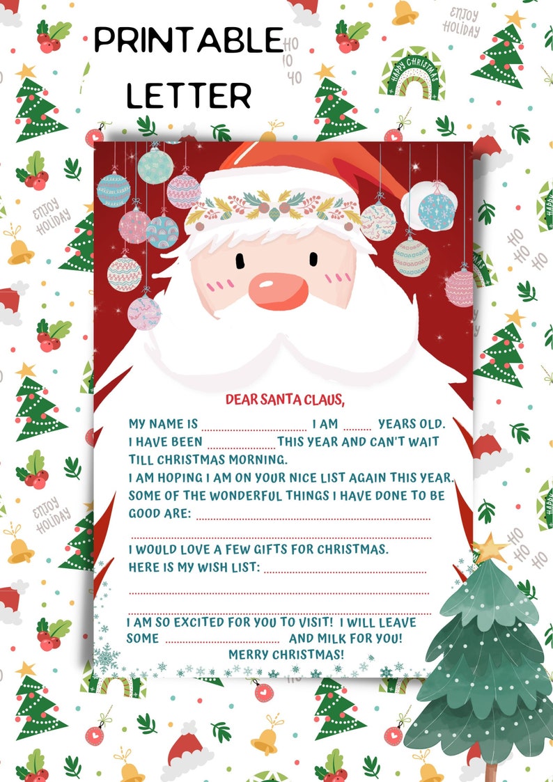 Santa Letter PRINTABLE Kid's Letter to Santa Instant - Etsy