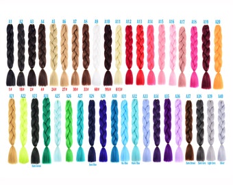 12 PACKS Fancy & Highlight 255 Colors High Quality 24 inch Synthetic Jumbo Braids Ombre Hair Extensions Color A1~A40