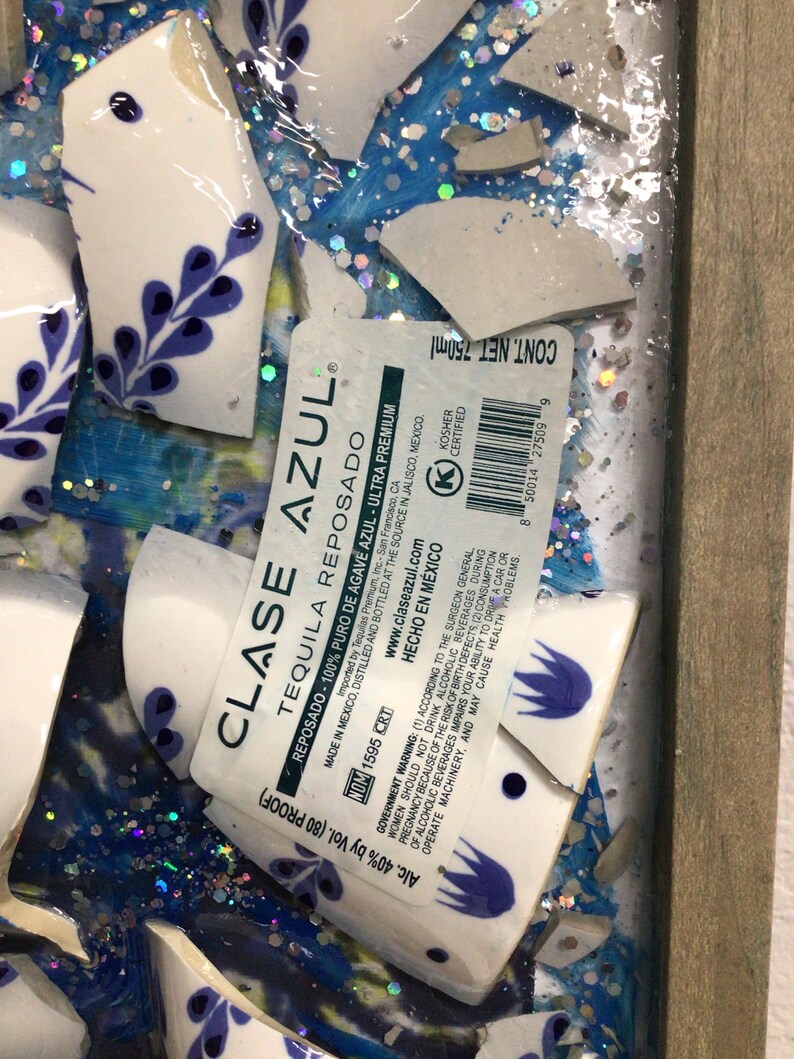 Blå Azul Trasig flaskkonst bild 2