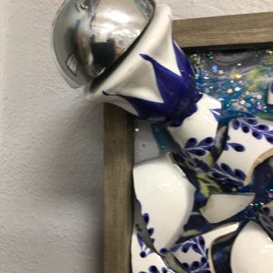 Blå Azul Trasig flaskkonst bild 3