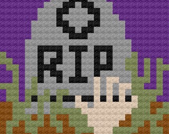 Prying Eye Eyeball C2C Crochet Pattern Panel Graph Color Block Directions 27x27 Tote Halloween Trick or Treat Bag Throw Pillow Detached Eye