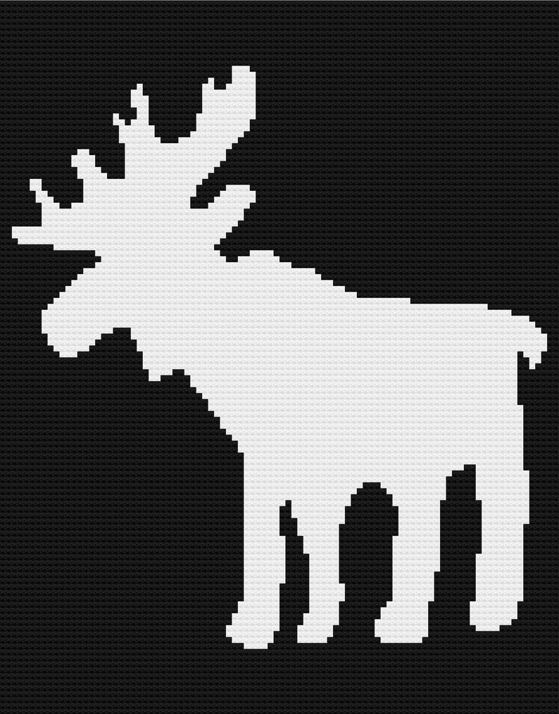 Otter White Silhouette C2C Crochet Pattern Corner to Corner Twin Size Blanket Afghan Graphghan Black Background River Sea Ocean Aquatic MC2C